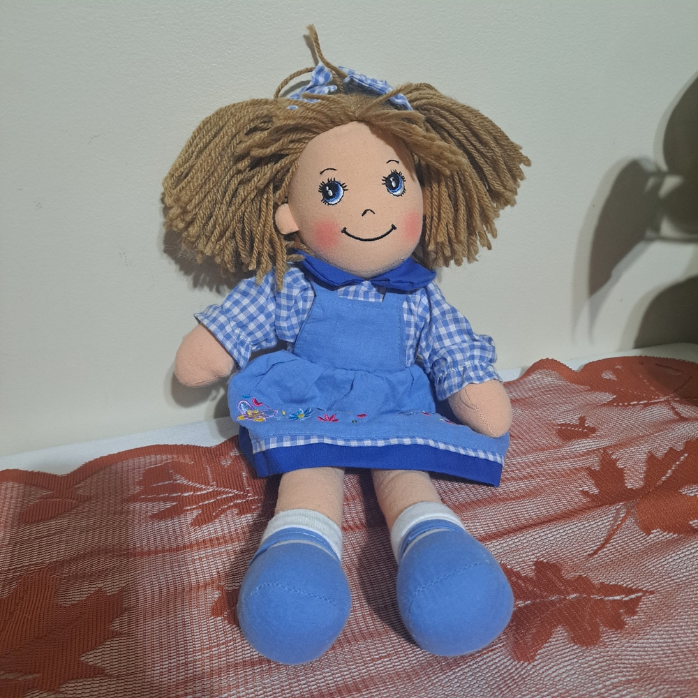 Blue Delton Rag Doll with Checkered Dress NWT